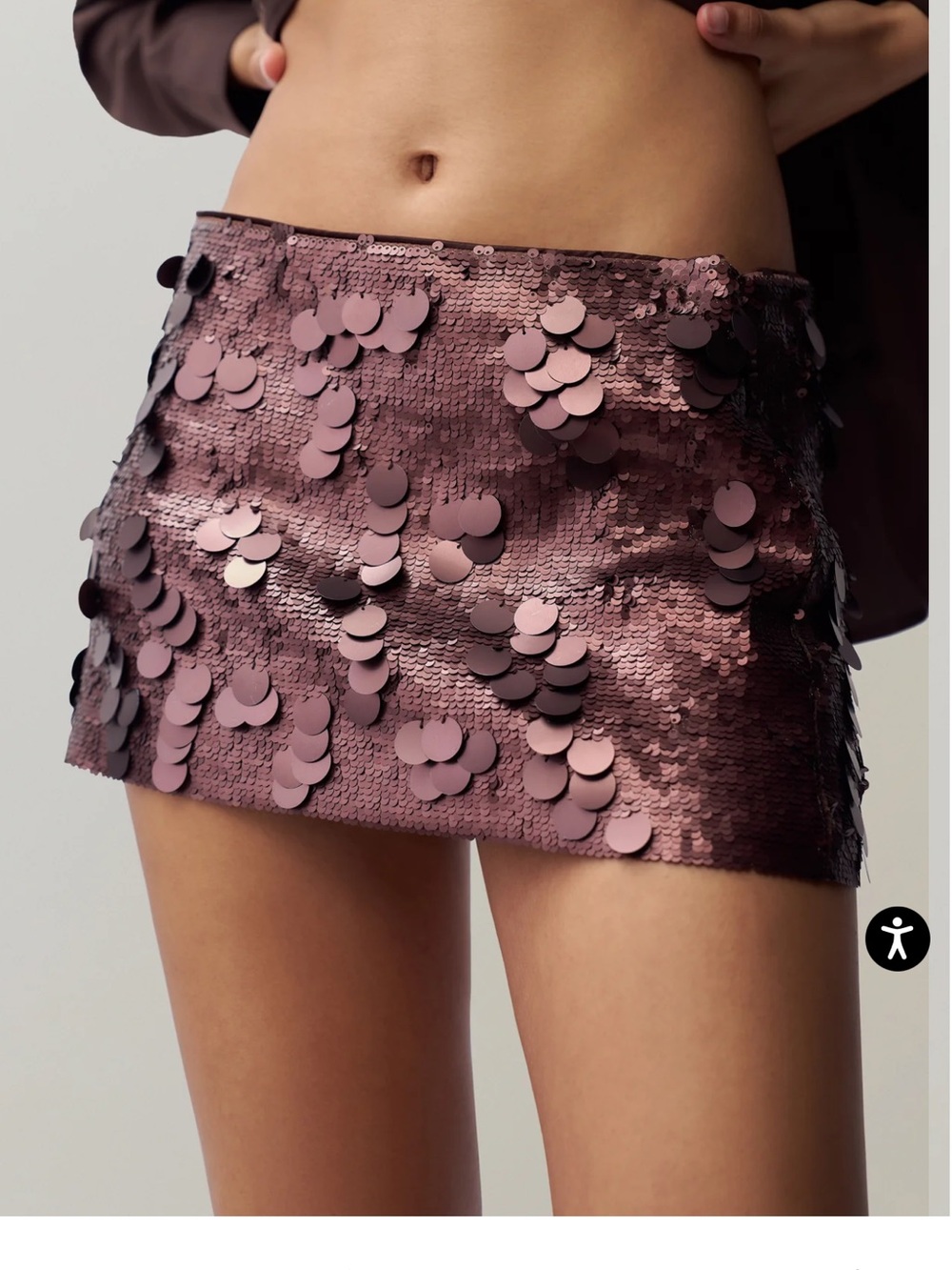 Anthro Sequin Mini Skirt in Dusty Rose
